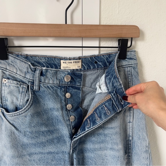 NWOT Free People We The Free Good Luck Mid-Rise Barrel Jeans in Barnyard Blue - Picture 6 of 7